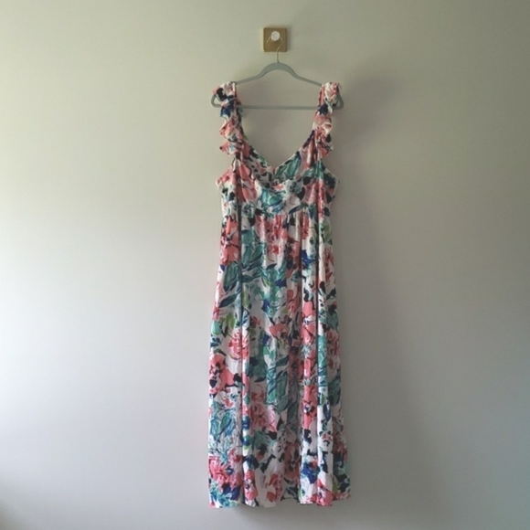 H&M Floral Dress XXL Sleeveless Flowy Sundress Vacation Wedding Beach Resortwear - Picture 8 of 13